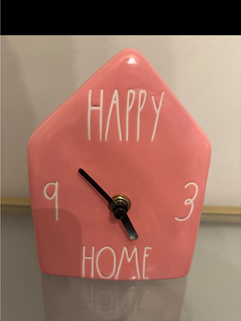 Rae Dunn Pink "HAPPY HOME" Ceramic Wall Clock